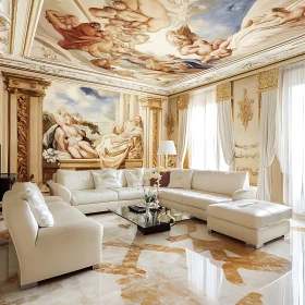 Opulent Interior with Classical Fresco Paintings