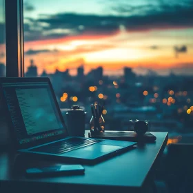 Workspace with Sunset City View