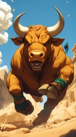 Powerful Bull in Motion