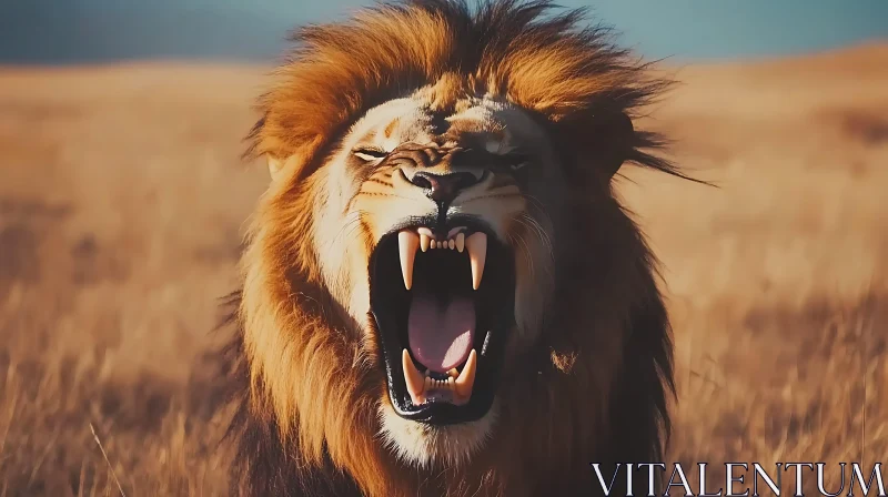 Fierce Lion Roar AI Image