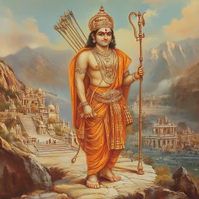 Man with Staff and Traditional Clothing