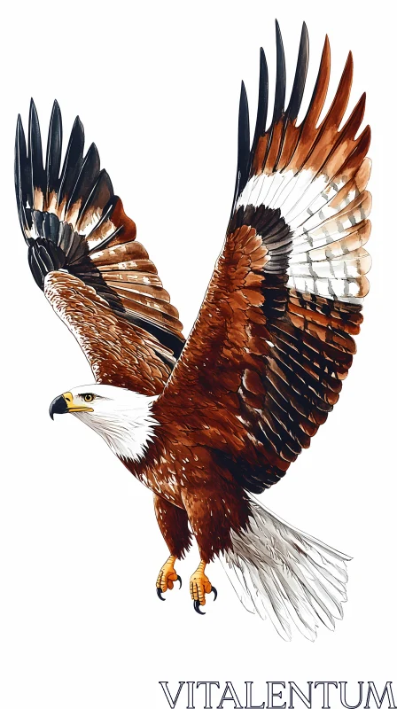 Eagle with Outstretched Wings Illustration AI Image