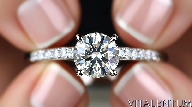 Brilliant Diamond Ring in Close-Up Detail AI Image