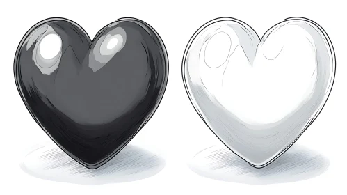 Contrasting Hearts: Light and Shadow