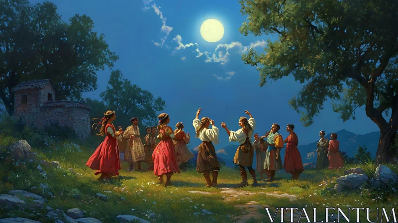 AI ART People Dancing Under the Moonlight