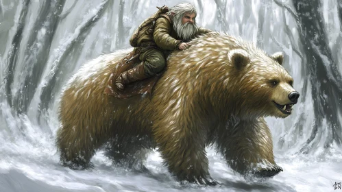 Elf and Bear Winter Journey