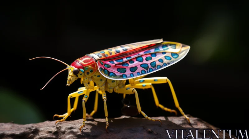 Colorful Insect on Rock in Pop Art Style AI Image