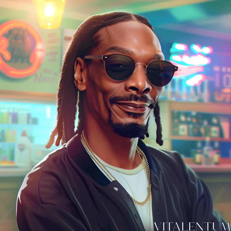 AI ART Snoop Dogg Smiling with Sunglasses