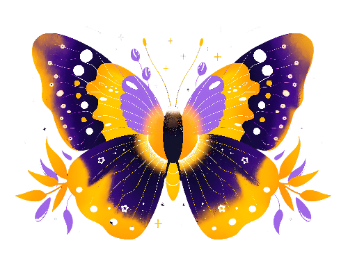 POD Design Dreamy Digital Butterfly Illustration with Star and Flower Patterns