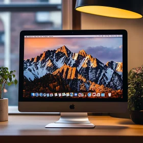 iMac Desktop with Scenic Mountain View