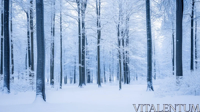 AI ART Tranquil Winter Forest with Snow-Covered Trees