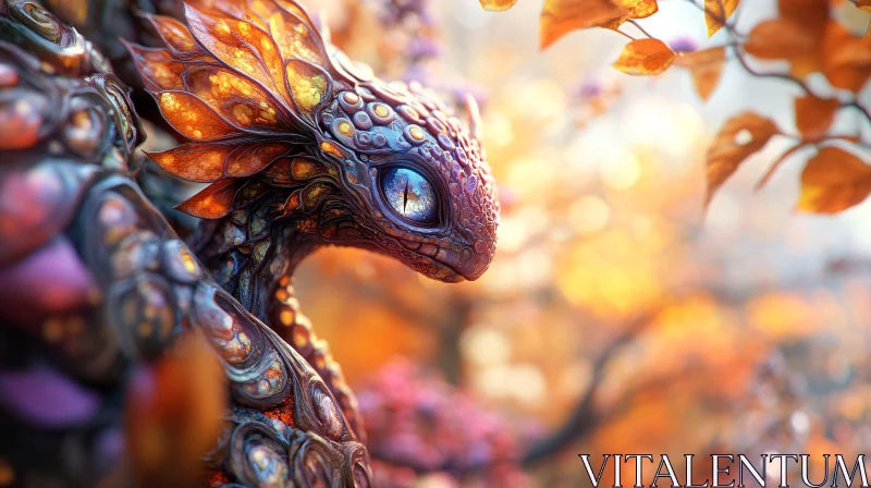 Autumn Dragon Fantasy Art AI Image