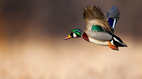 Flying Mallard Duck Bird in the Sky