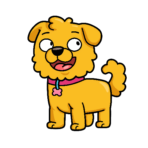 Joyful Cartoon Dog with Pink Collar Illustration POD Design