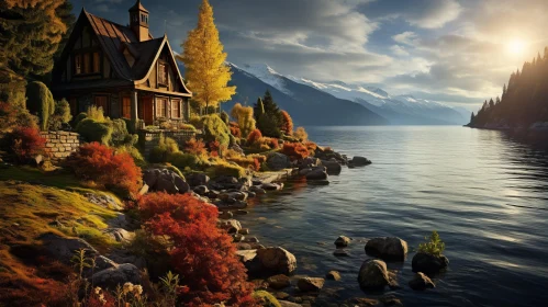 Lake House in Autumn - Rustic Charm and Serene Beauty