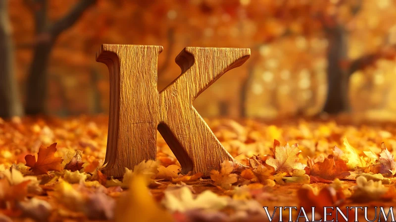 Letter K among Autumnal Leaves AI Image