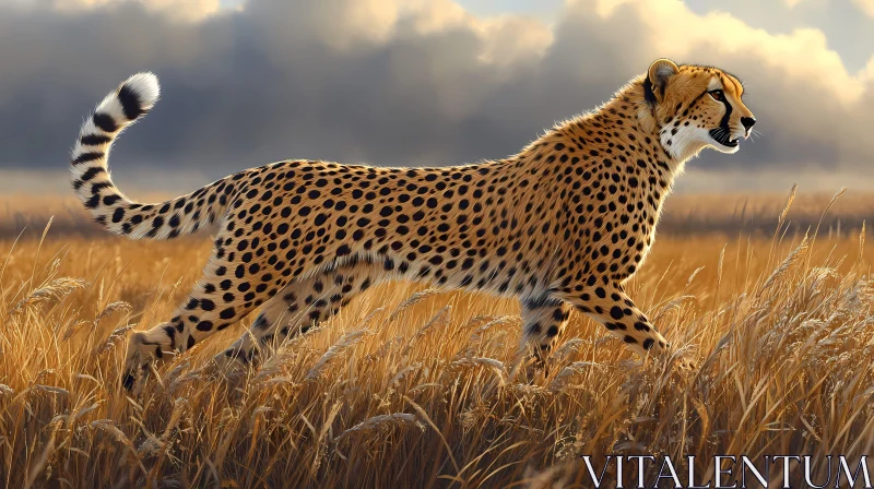 AI ART Cheetah in the Wild Grasses