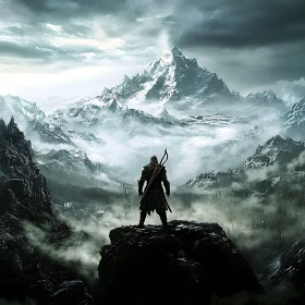 Lone Warrior on Mountain Peak