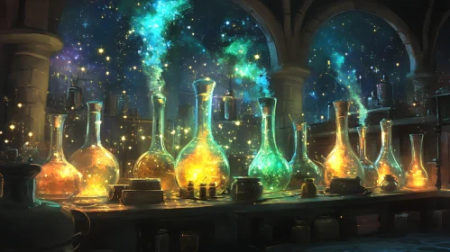 Mystical Alchemy: Potions and Starlight