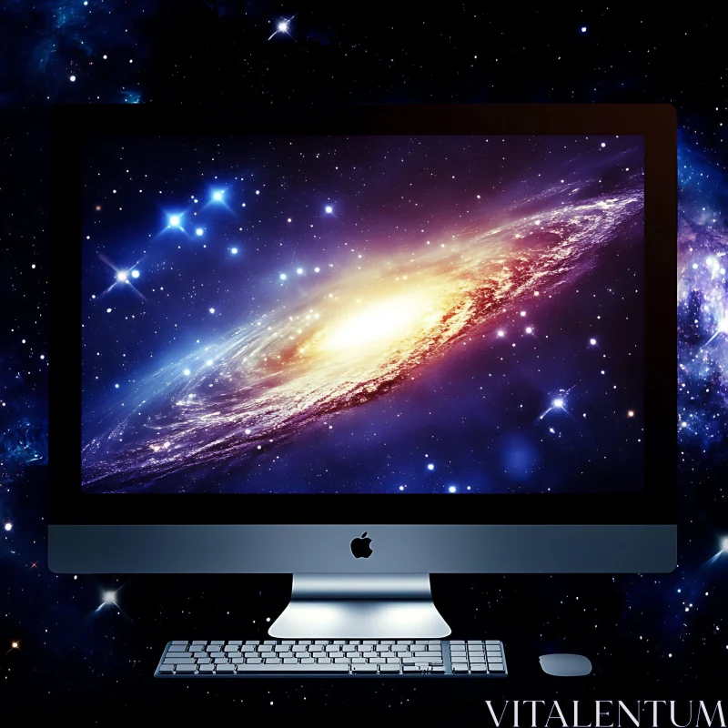 Stylish Monitor Featuring Stunning Galactic Imagery AI Image