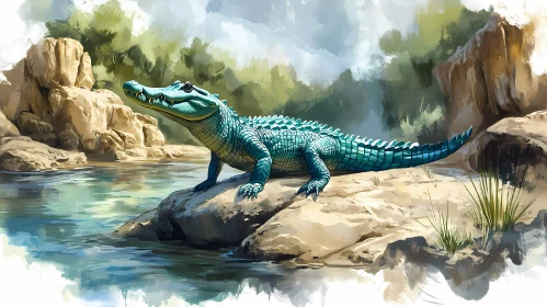 Basking Crocodile Landscape