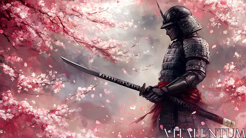 Warrior in the Spring - Samurai Art AI Image