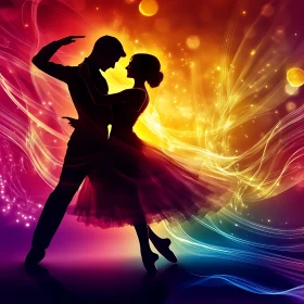 Dancing Couple Silhouette with Light Trails