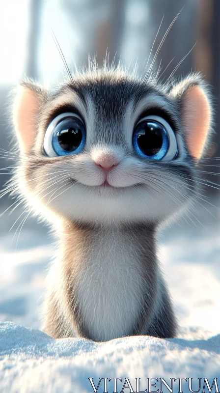 Cute Blue-Eyed Kitten Character AI Image