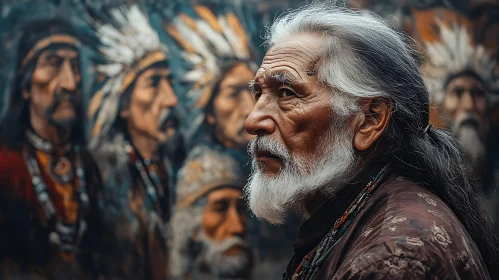 Native American Portrait with Traditional Headdress