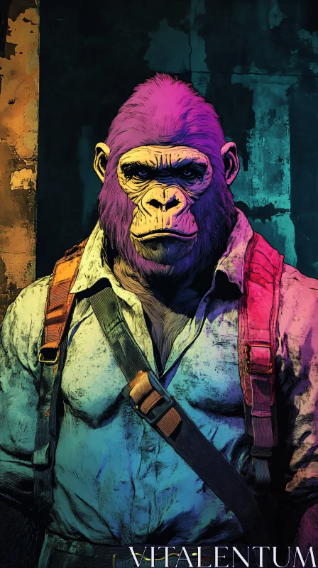 AI ART Colorful Gorilla Character Art