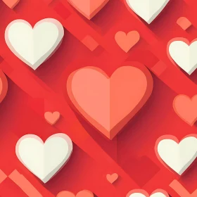 Abstract Heart Pattern on Red Background