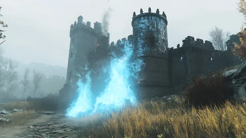 Castle with Blue Flames