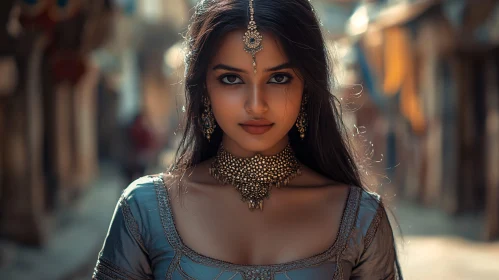 Portrait of a Woman with Ornate Jewelry