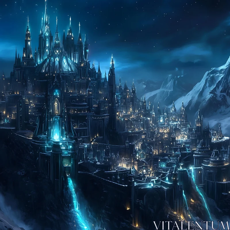 AI ART Fantasy Cityscape Under the Stars