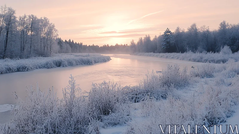 AI ART Frosty Morning by the River