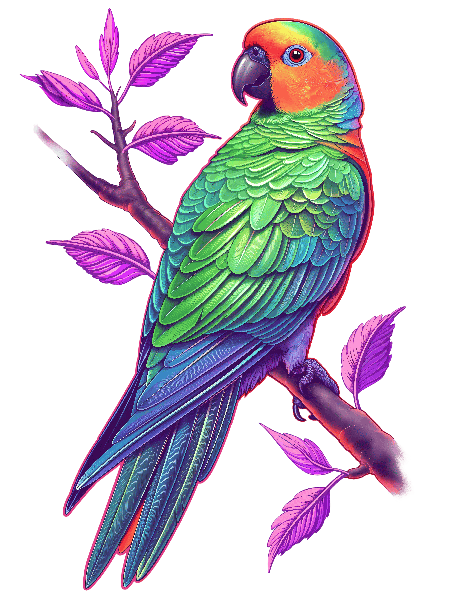 Colorful Parrot Art for Apparel POD Design