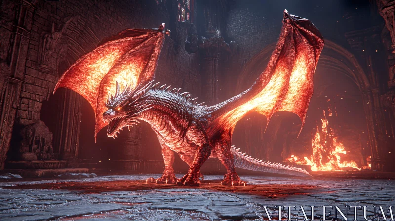 Dragon in the Dark Castle AI Image