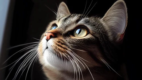 Curious Cat Glancing Upwards