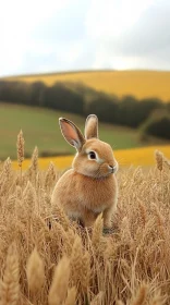 Adorable Rabbit in Golden Wheat