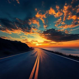 Sunset Road with Cloudscape
