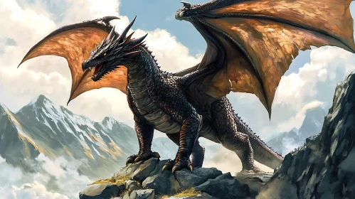 Fantasy Dragon on Mountain Top