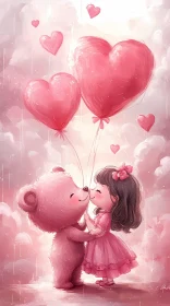 Tender Moment with Heart Balloons