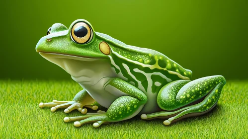Intricately Detailed Green Frog Illustration