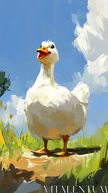 Duck in Vibrant Natural Scene AI Image