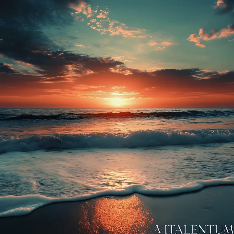 AI ART Ocean Sunset Serenity