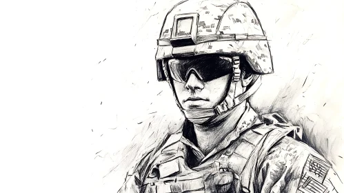 Monochrome Soldier Portrait