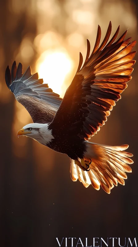 Eagle Soaring in the Twilight Sky AI Image