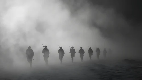 Ghostly Soldiers in Dense Fog