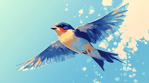 Elegant Swallow in Blue Sky