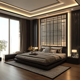 Stylish Bedroom with Elegant Decor and Natural Elements